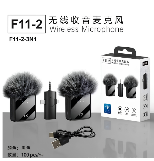 F11 Double MIC ANC + ECHO Mode with Wind Muff Cover. (TypeC + iPhone + Android)