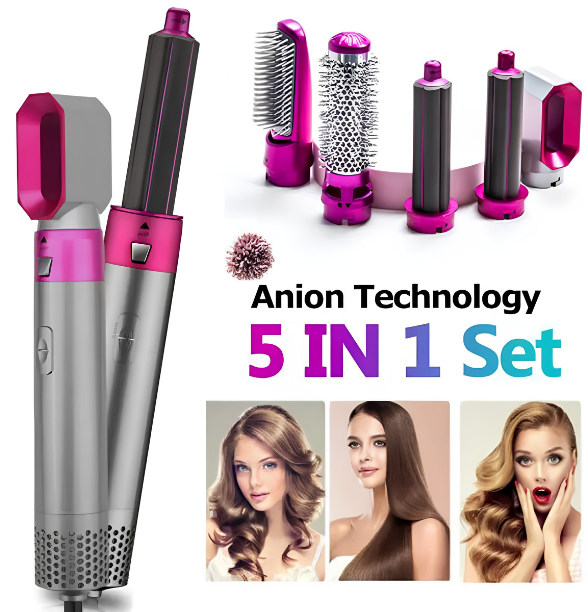 5 In 1 Hair Dryer Brush Electric Blow Dryer Hair Comb Curling Brush Kit Straightener