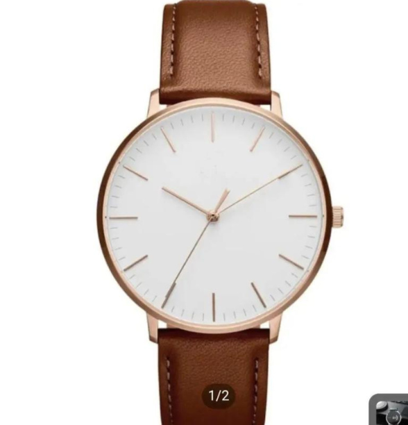 DW Leather Strap Men Wrist Watch Analog Brown Leather Luxury Wrist Watch Stainless steel Smart Watch Leather Straps