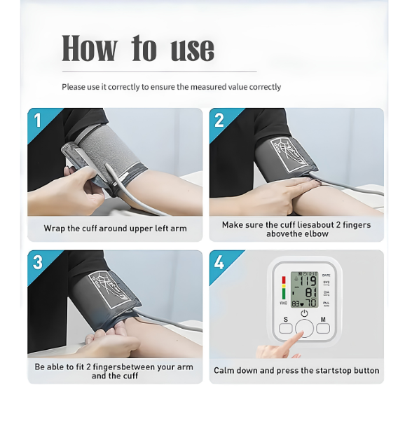 Digital Blood Pressure Monitor Fully Automatic Upper Arm BP Machine with Heart Rate Monitor