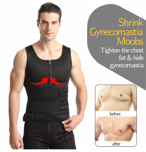 Men Body Shaper Fitness Neoprene Sauna Vest Waist Trainer Double Belt Sweat Shirt Corset Top Abdomen Slimming Shapewear Fat Burn Jacket Hot Shapers