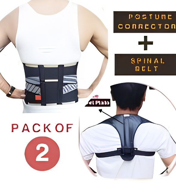 Pack Of 2 Adjustable Spinal Belt and Shoulder Belt