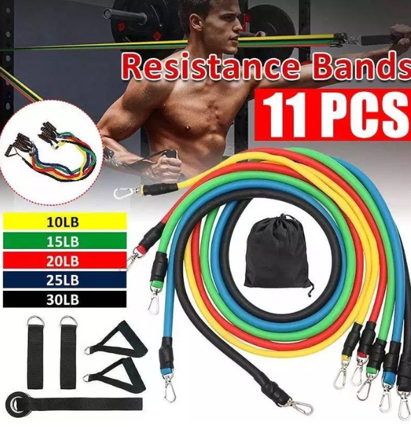 11(PCS) Power Exercise Resistance Band Set 5 in 1 Fitness Band Equipment for Men and Women