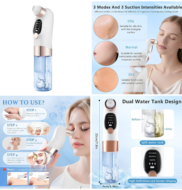 Water Cycle Blackhead Pore Cleanser 3 Adjustable Suction 6 Modes