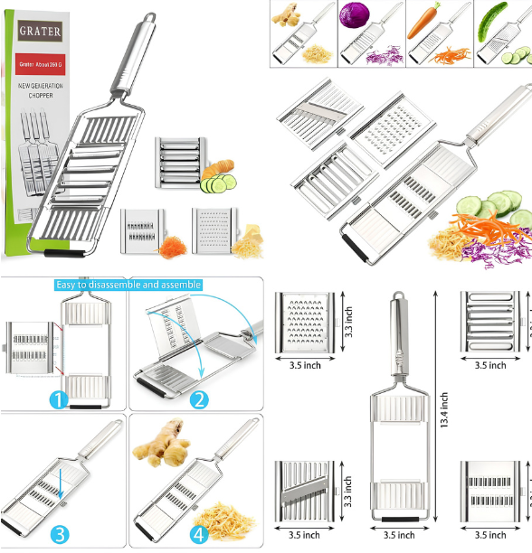 Genration chopper 4 in 1 Multi-Purpose Vegetable Slicer Cheese Grater Handheld adjustable Blades
