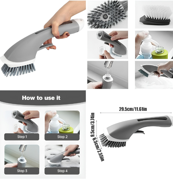 Soap Dispenser Brush Long Handle Kitchen Washing Tool for Pot Sink Dish Washing