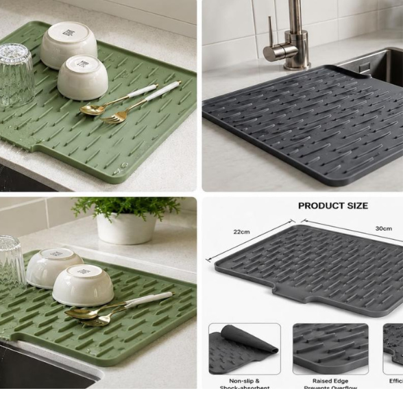 Kitchen Sink Drying Mat | Fast Water Absorbent Dish Drying Pad