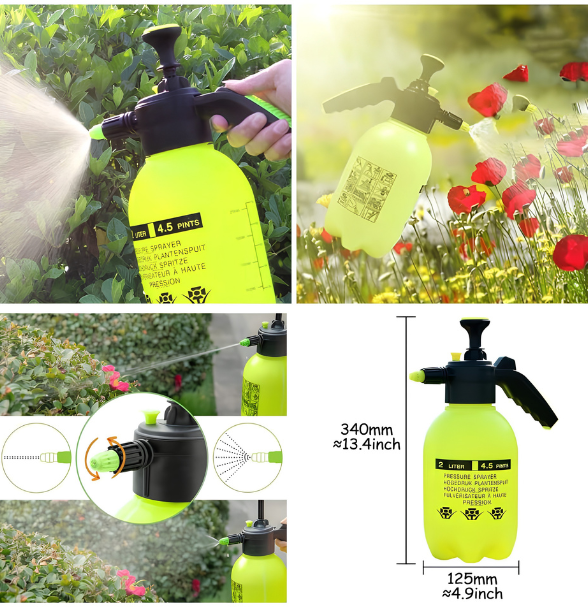 2 Litre Hand Pressure Spray Bottle with Metal Nozzle
