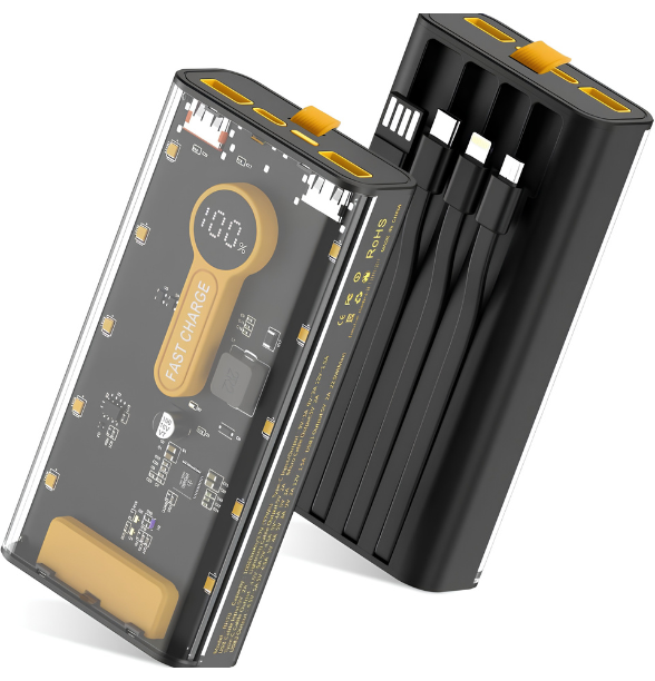 10000mAh Fast Charging Power Bank | 22.5W Portable Charger with Built-in Cables ⚡