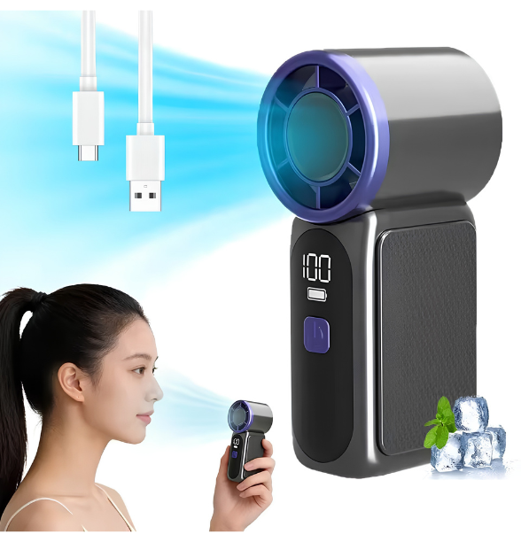 Rechargeable Mini Fan With Digital Display